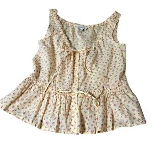 Madewell Drawstring Xxs Floral Sleeveless Blouse NWOT